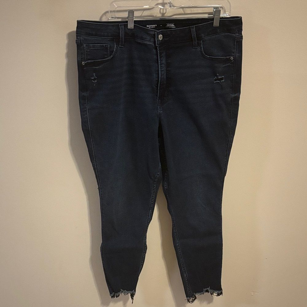 Old Navy Dark Blue extra high rise rockstar super skinny jeans size 18